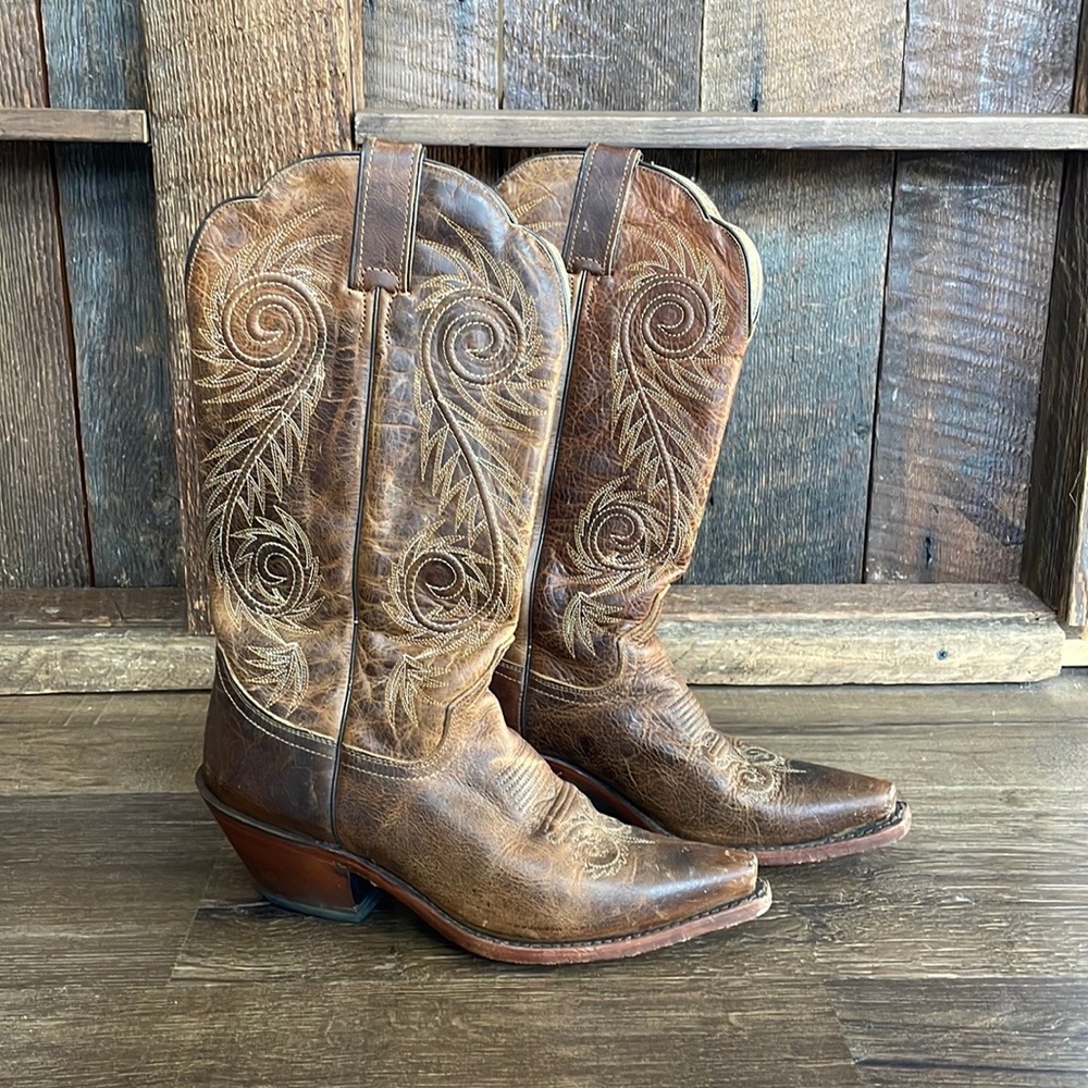 Justin Western Boots Tan Leather L4332 Size 8 B
